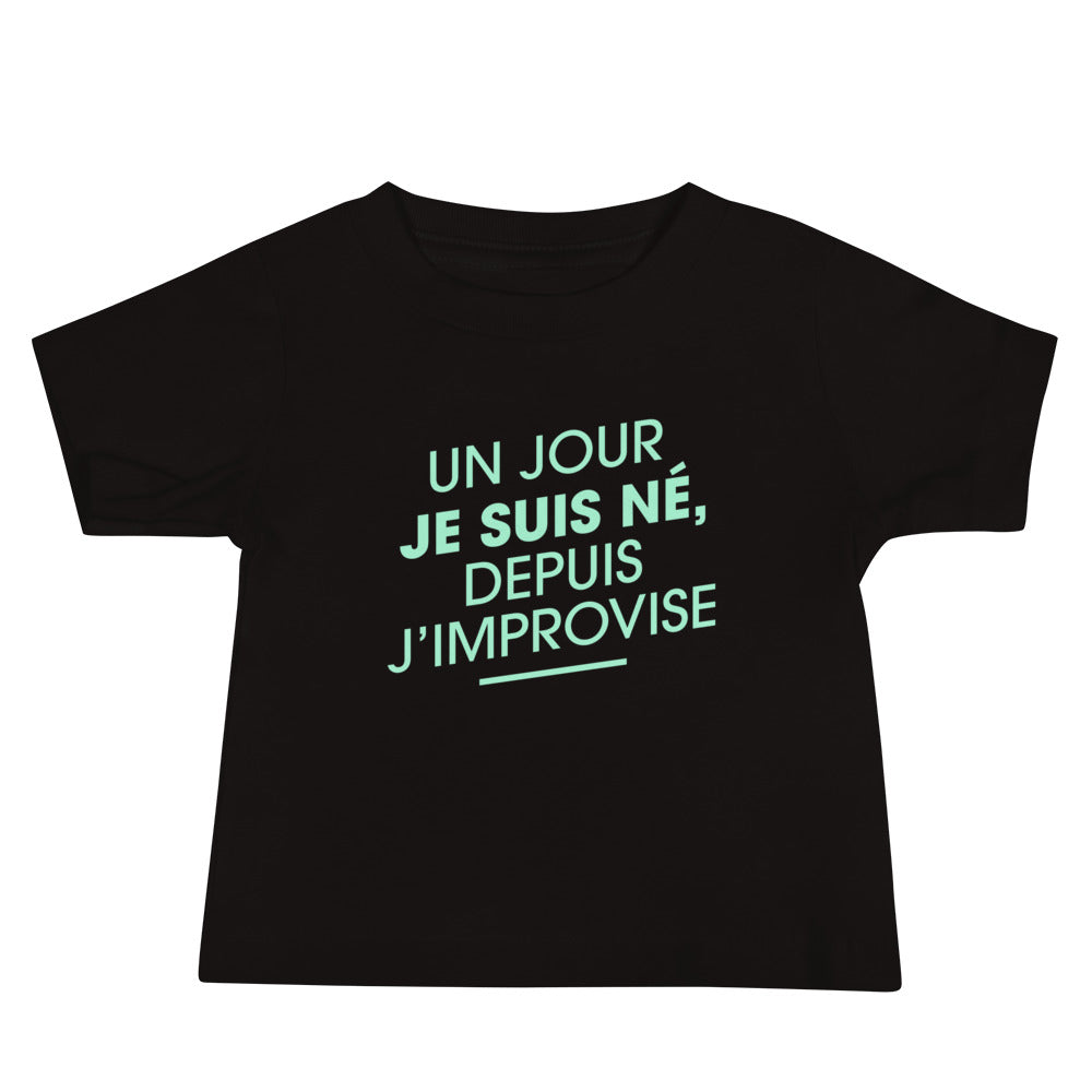 Un jour je suis né - T-shirt à Manches Courtes en Jersey pour Bébé