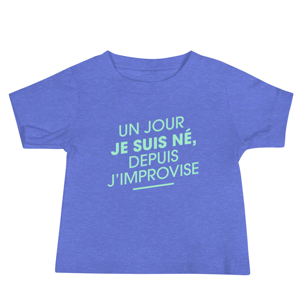 Un jour je suis né - T-shirt à Manches Courtes en Jersey pour Bébé