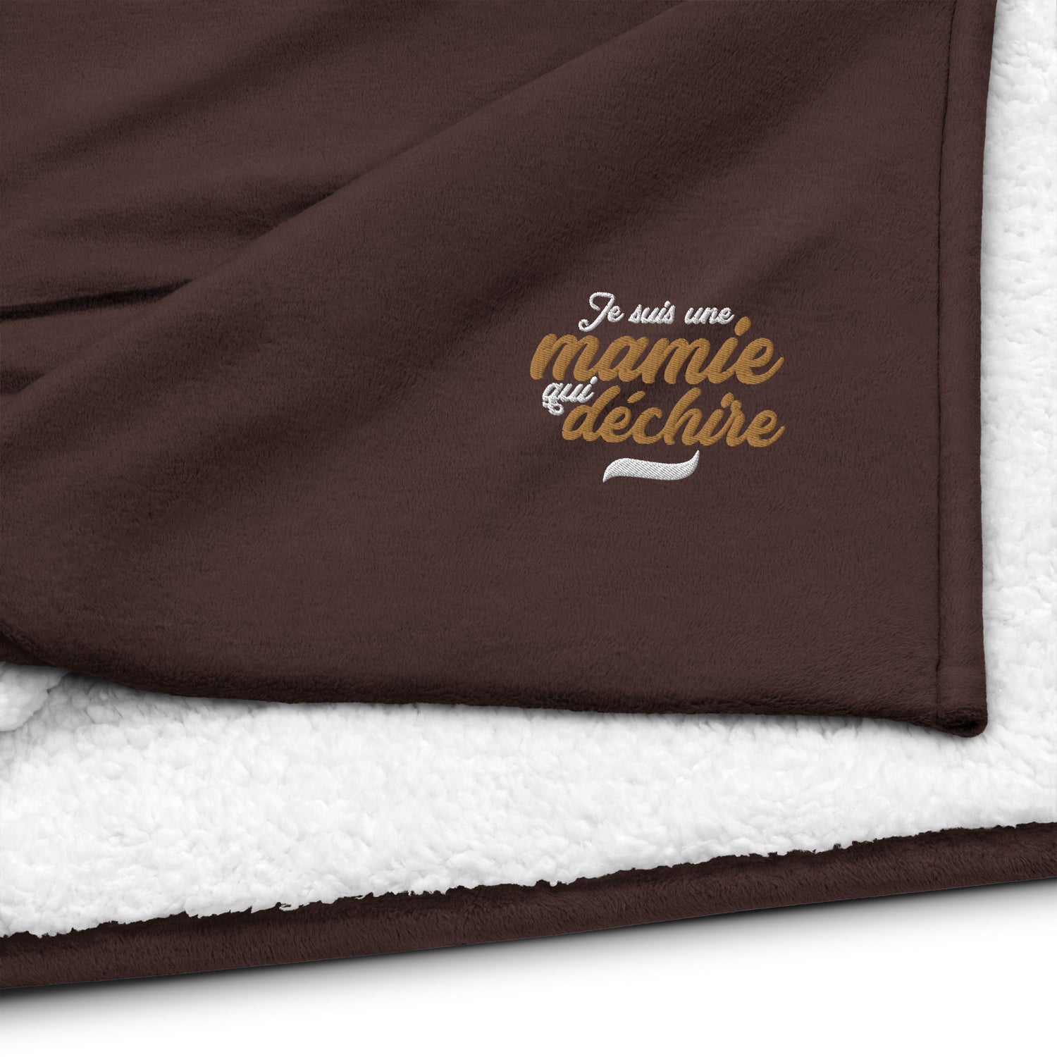 Mamie qui déchire - Couverture sherpa Premium - Brodée