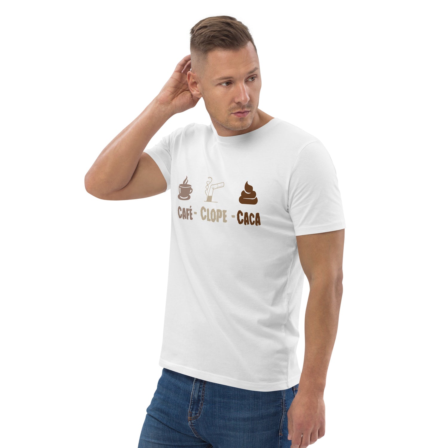 Café-clope-caca - T-shirt unisexe en coton biologique